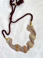 Gold polish stringed pearls choker-Silver Neckpiece-CI-House of Taamara