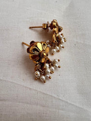 Gold polish studs with pearls-Earrings-CI-House of Taamara