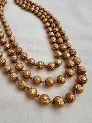 Gold polish three layer beads chain-Silver Neckpiece-CI-House of Taamara