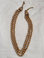 Gold polish three layer beads chain-Silver Neckpiece-CI-House of Taamara
