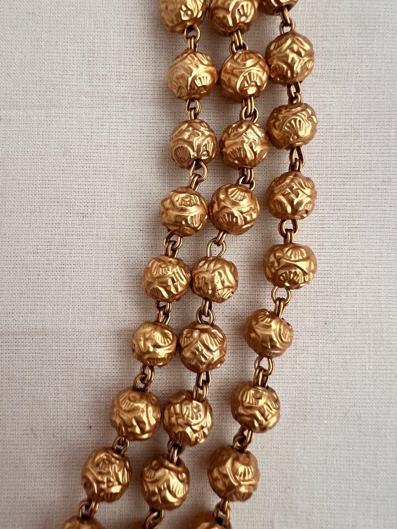 Gold polish three layer beads chain-Silver Neckpiece-CI-House of Taamara