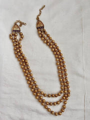Gold polish three layer beads chain-Silver Neckpiece-CI-House of Taamara