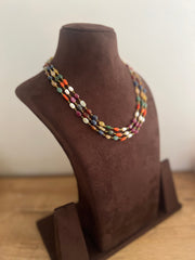 Gold polish three layer navarathana beads chain-Silver Neckpiece-CI-House of Taamara