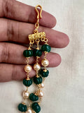 Gold polish three layer pearls and pumpkin jade beads chain-Silver Neckpiece-CI-House of Taamara