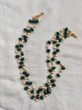 Gold polish three layer pearls and pumpkin jade beads chain-Silver Neckpiece-CI-House of Taamara