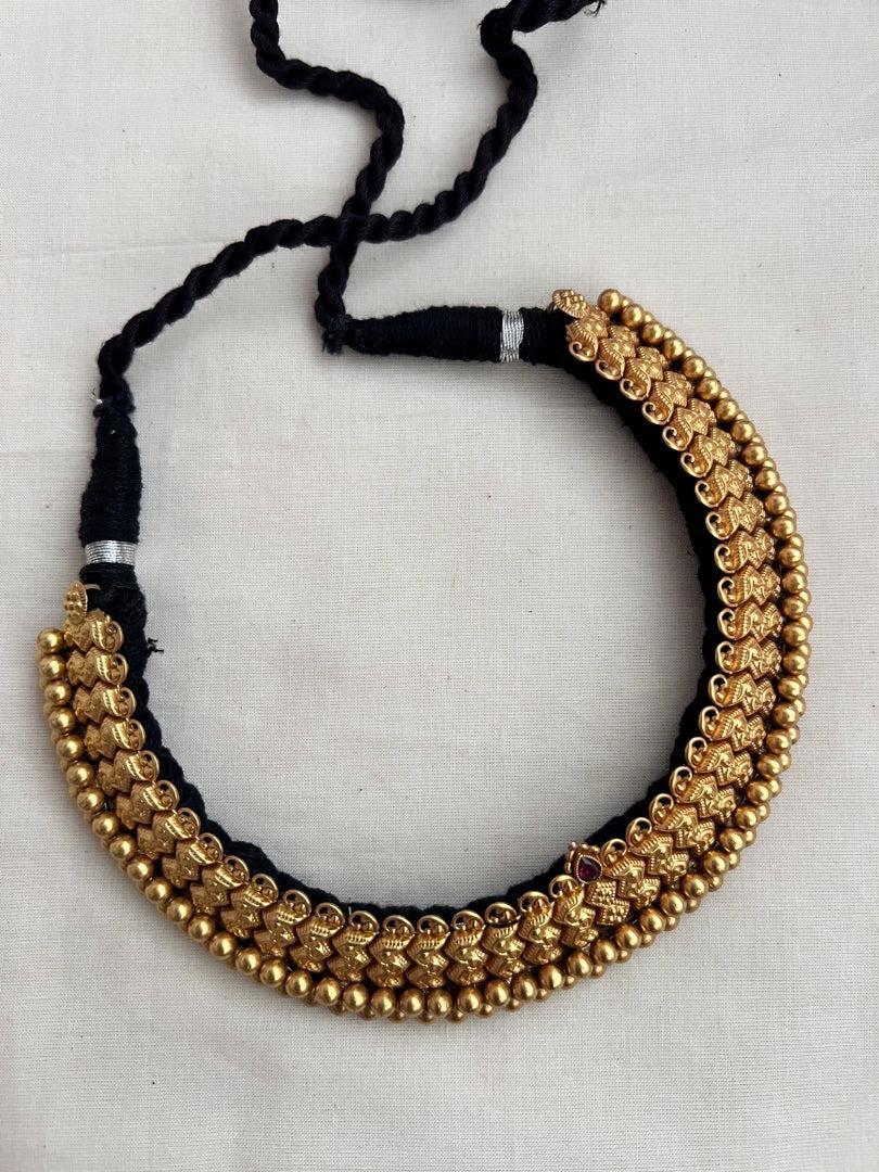 Gold polish thussi with earrings, SET-Silver Neckpiece-CI-House of Taamara