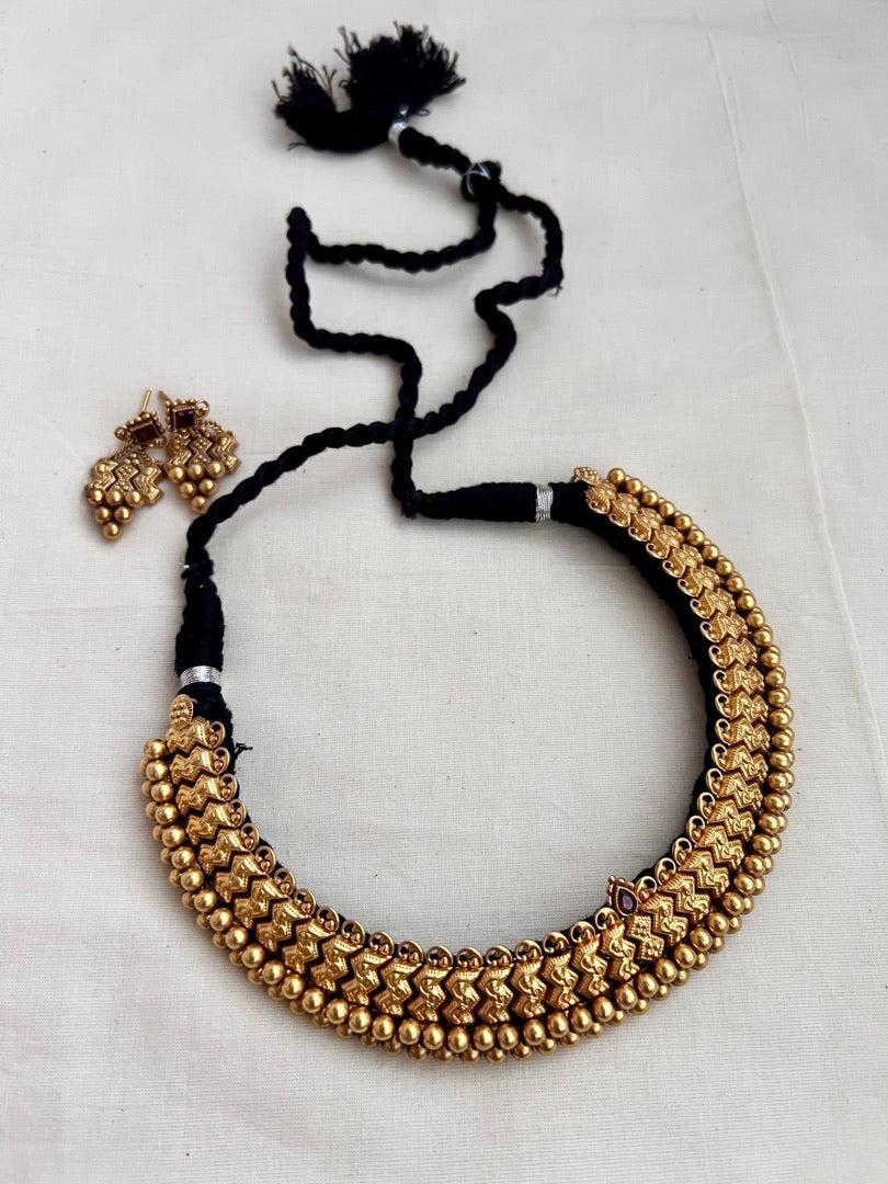 Gold polish thussi with earrings, SET-Silver Neckpiece-CI-House of Taamara