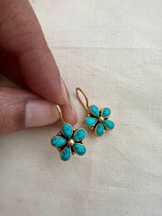 Gold polish turquoise hangings-Earrings-CI-House of Taamara