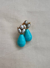 Gold polish turquoise & pearl studs-Earrings-CI-House of Taamara