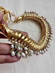 Gold polish twistable & flexible necklace with pearls-Silver Neckpiece-CI-House of Taamara