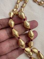 Gold polish two layer dholki beads chain-Silver Neckpiece-CI-House of Taamara