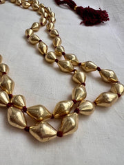 Gold polish two layer dholki beads chain-Silver Neckpiece-CI-House of Taamara