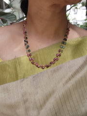 Gold polish two layer tourmaline beads chain-Silver Neckpiece-CI-House of Taamara