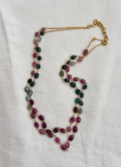 Gold polish two layer tourmaline beads chain-Silver Neckpiece-CI-House of Taamara