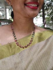 Gold polish two layer tourmaline beads chain-Silver Neckpiece-CI-House of Taamara