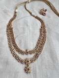 Gold polish two step zircon necklace, set-Silver Neckpiece-CI-House of Taamara