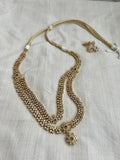 Gold polish two step zircon necklace, set-Silver Neckpiece-CI-House of Taamara