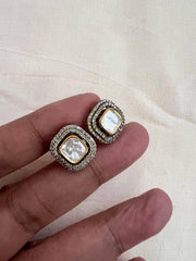 Gold polish victorian finish moissanite studs-Earrings-CI-House of Taamara