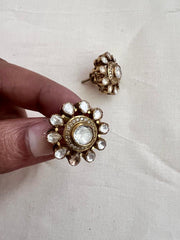 Gold polish victorian finish moissanite studs-Earrings-CI-House of Taamara