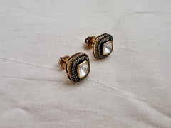 Gold polish victorian finish moissanite studs-Earrings-CI-House of Taamara