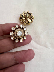 Gold polish victorian finish moissanite studs-Earrings-CI-House of Taamara