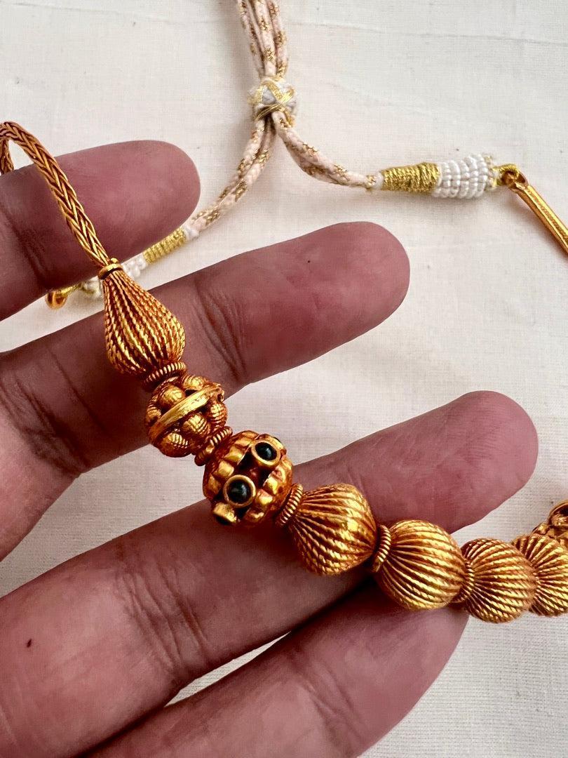 Gold polish vinatge polish beads necklace-Silver Neckpiece-CI-House of Taamara