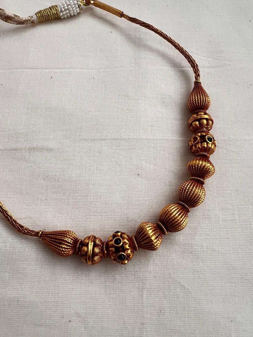 Gold polish vinatge polish beads necklace-Silver Neckpiece-CI-House of Taamara