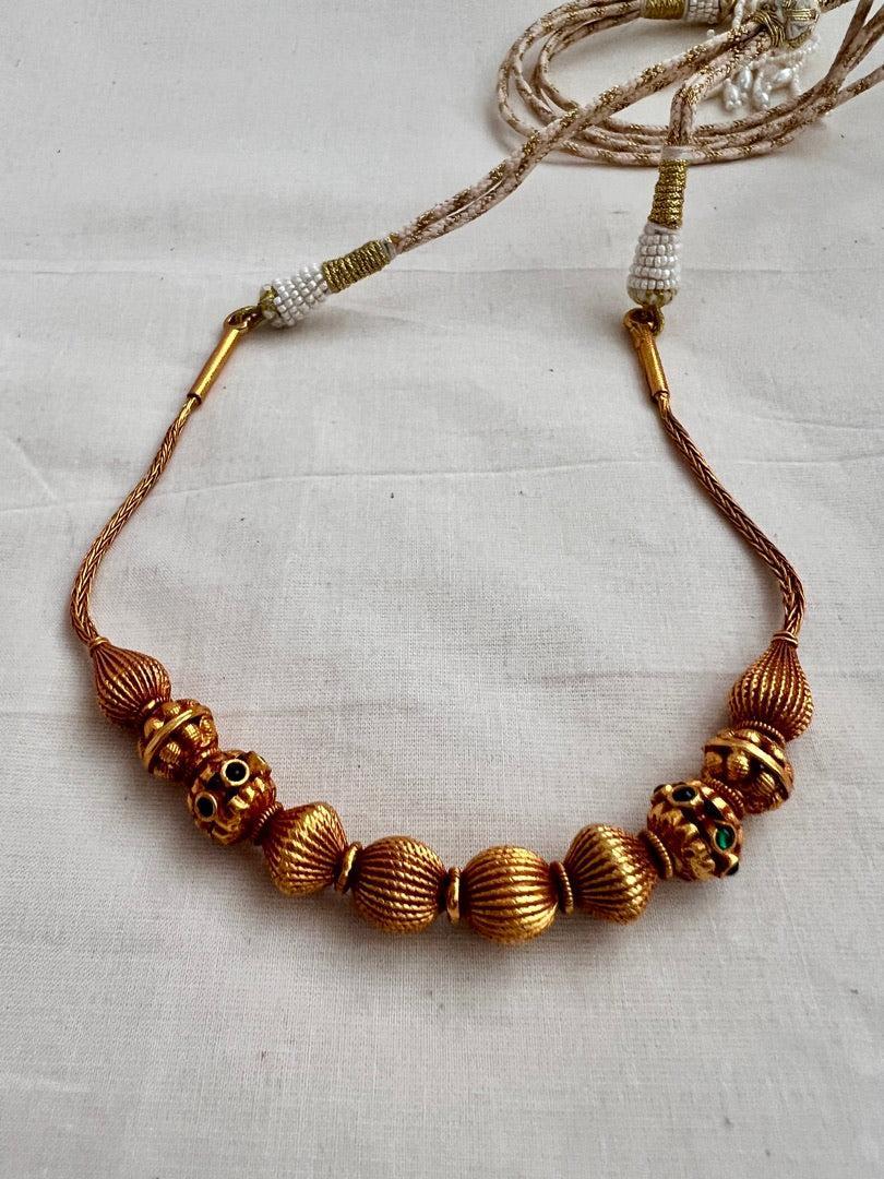 Gold polish vinatge polish beads necklace-Silver Neckpiece-CI-House of Taamara