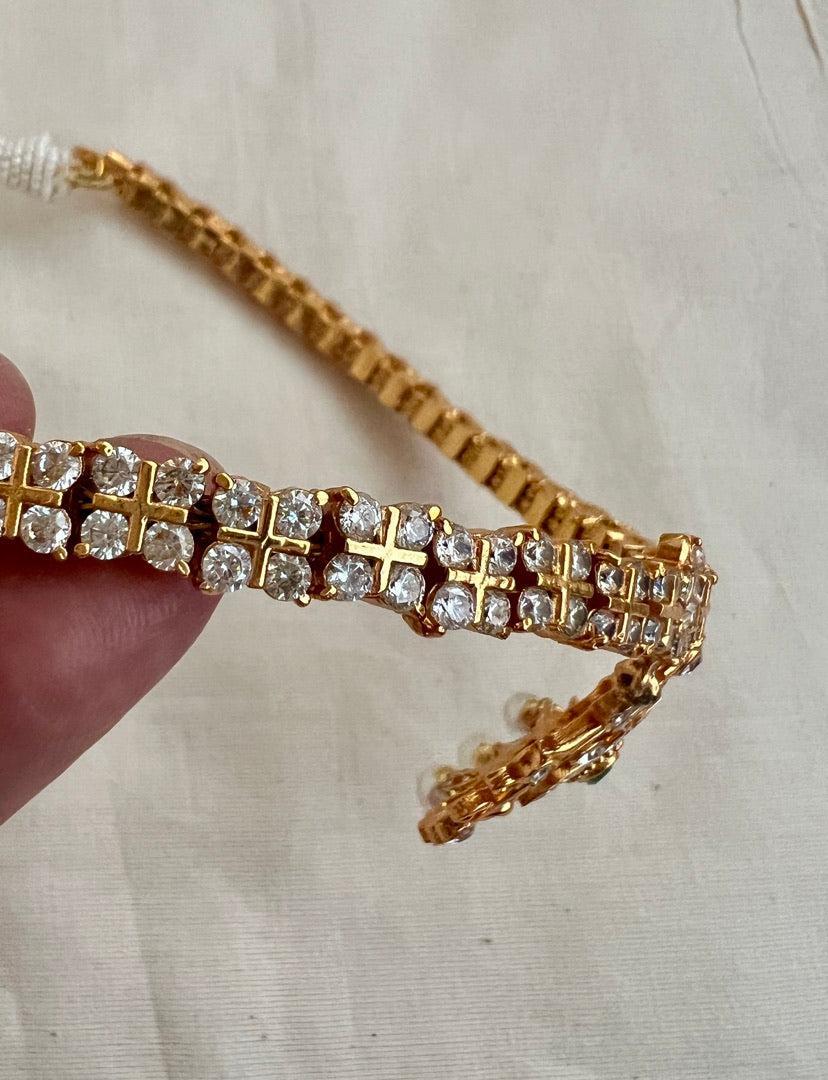 Gold polish zircon adigai necklace-Silver Neckpiece-CI-House of Taamara