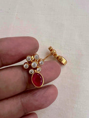 Gold polish zircon and ruby studs-Earrings-CI-House of Taamara