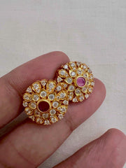 Gold polish zircon and ruby studs-Earrings-CI-House of Taamara