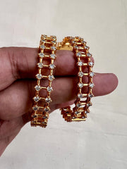 Gold polish zircon bangles, 2.4, PAIR-Silver Bracelet-CI-House of Taamara