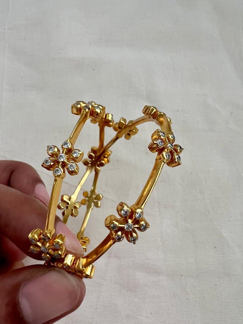 Gold polish zircon bangles, PAIR, 2.3-Silver Bracelet-CI-House of Taamara