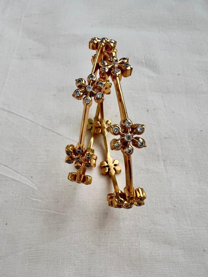 Gold polish zircon bangles, PAIR, 2.3-Silver Bracelet-CI-House of Taamara