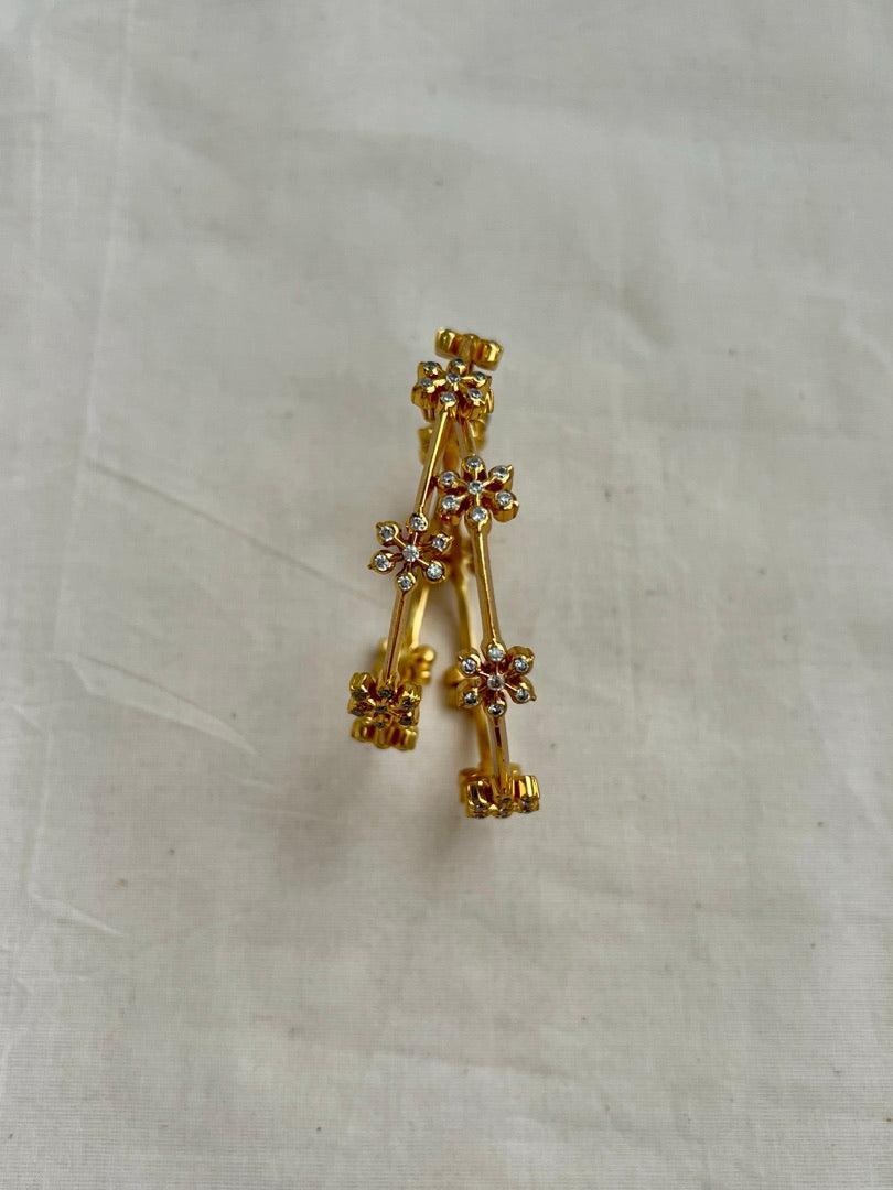 Gold polish zircon bangles, PAIR, 2.3-Silver Bracelet-CI-House of Taamara