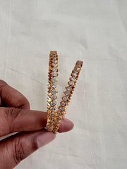 Gold polish zircon bangles, PAIR, 2.7-Silver Bracelet-CI-House of Taamara