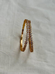 Gold polish zircon bangles, PAIR, 2.7-Silver Bracelet-CI-House of Taamara