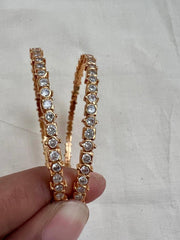Gold polish zircon bangles, PAIR, 2.8-Silver Bracelet-CI-House of Taamara