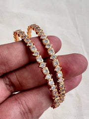 Gold polish zircon bangles, PAIR, 2.8-Silver Bracelet-CI-House of Taamara