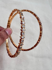 Gold polish zircon bangles, PAIR, 2.8-Silver Bracelet-CI-House of Taamara