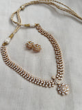 Gold polish zircon necklace & earrings, SET-Silver Neckpiece-CI-House of Taamara