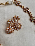 Gold polish zircon necklace & earrings, SET-Silver Neckpiece-CI-House of Taamara