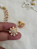 Gold polish zircon necklace set with earrings-Silver Neckpiece-CI-House of Taamara
