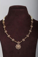 Gold polish zircon necklace with earrings, SET ( MADE TO ORDER)-Silver Neckpiece-CI-House of Taamara