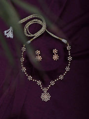 Gold polish zircon necklace with earrings, SET ( MADE TO ORDER)-Silver Neckpiece-CI-House of Taamara