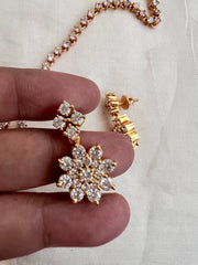 Gold polish zircon necklace with earrings, SET-Silver Neckpiece-CI-House of Taamara