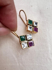 Gold polish zircon, ruby & emerald hangings-Earrings-CI-House of Taamara