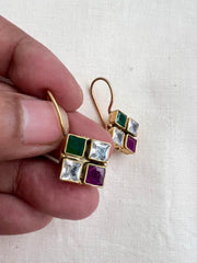 Gold polish zircon, ruby & emerald hangings-Earrings-CI-House of Taamara