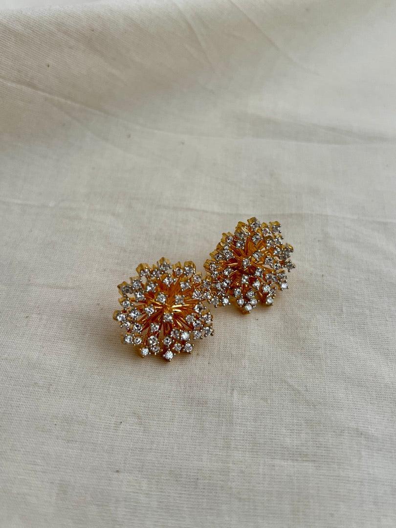 Gold polish zircon studs-Earrings-CI-House of Taamara