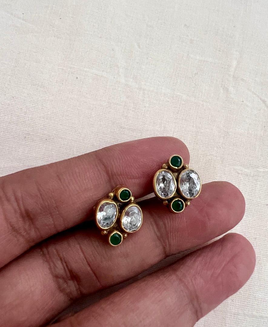 Gold polish zircon studs-Earrings-CI-House of Taamara